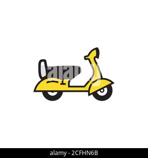 Scooter black outline with yellow color drawing vector Stock Vector