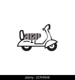 Scooter black and white line drawing vector Stock Vector