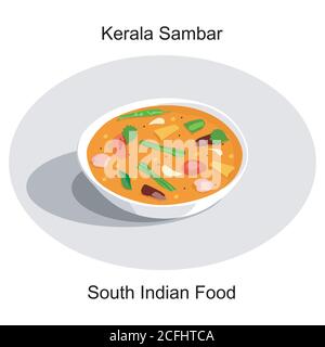 South indian delicious food kerala style sambar for onam festival isolated Stock Vector