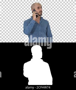 Arabic man talking on the phone, Alpha Channel Stock Photo