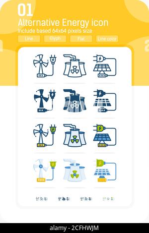 Renewable energy premium icon with multiple style isolated on white background from Ecology collection. Energy solar and wind power vector icon Stock Vector