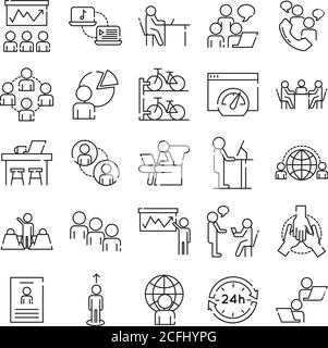 bundle of twenty five coworking set line style icons vector illustration design Stock Vector