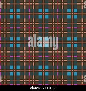 Tartan Scottish muted seamless pattern in muted blue, khaki and pink hues with diagonal lines, texture for flannel shirt, plaid, tablecloths, clothes, Stock Vector