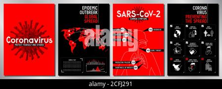 Stop coronavirus posters - Covid-19, SARS-CoV-2 - vector illustration Stock Vector