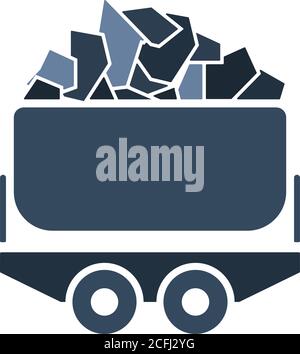 Mine Coal Trolley Icon. Flat Color Design. Vector Illustration. Stock Vector