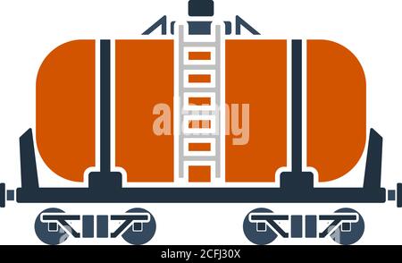 Oil Railway Tank Icon. Flat Color Design. Vector Illustration. Stock Vector