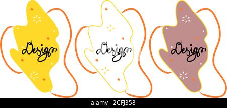 Set of hand drawing vector banner for design. Flat color shapes with outline in memphis style. Template modern illustration, background for use in pri Stock Vector