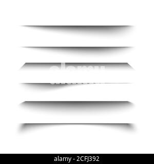 Bottom edge shadow set. Vector illustration isolated on white background Stock Vector