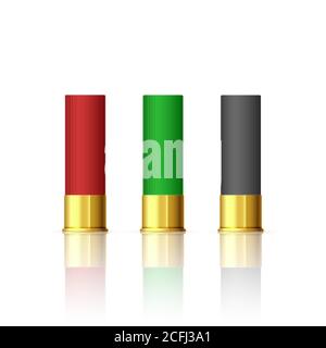 Rifle Bullet Set. Shotgun Hunting Firearms Cartridges. Different Rifle Bullet. Vector Stock Vector