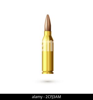 Realistic machine gun bullet. Sniper rifle cartridge. Vector illustration Stock Vector