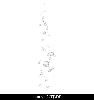 Air bubbles stream. Soapy bubbles or foam. Realistic water drops. Vector isolated on white Stock Vector