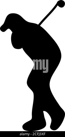 Man plays golf. Black silhouette, sports. Hand drawing illustration, sketch. Active lifestyle, hobby vector Stock Vector