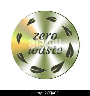 Zero waste green hologram with leaves. Save the planet, environmental protection sign Stock Vector