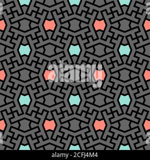 Iranian color mix vector pattern. Seamless geometric repeating texture for fabric design, cloth, textile Stock Vector