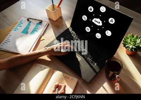 Iaas - infrastructure as a service. Internet and technology concept on screen Stock Photo