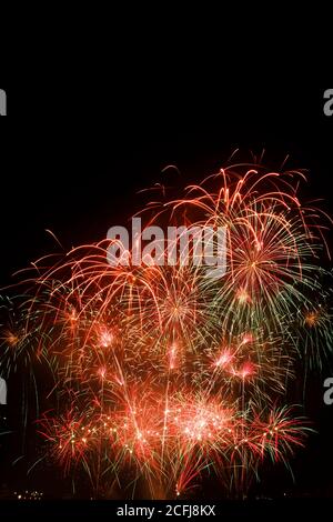 Colorful fireworks in black background Stock Photo