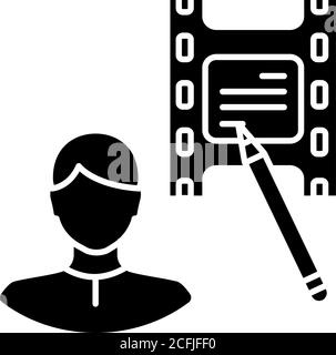 Screenwriter black glyph icon Stock Vector