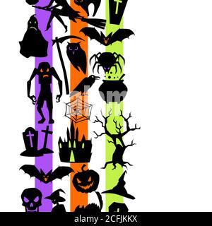 Happy Halloween seamless pattern with celebration items. Stock Vector