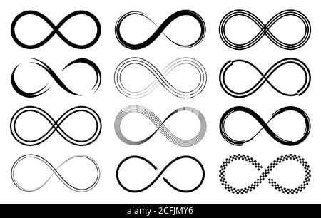 Set of different infinity symbols, vector eps10 illustration Stock Vector