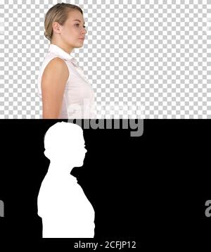 Isolated young business woman walking rope Stock Photo - Alamy