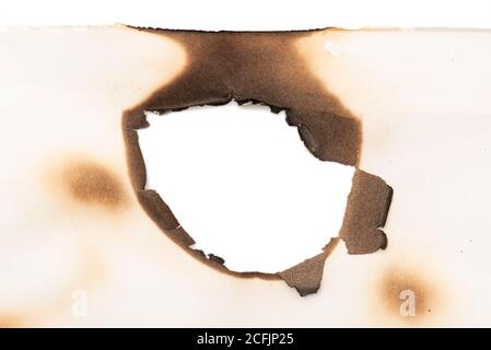 Burned white paper, background, texture Stock Photo