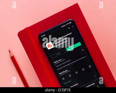Assam, india - September 6, 2020 : Power point logo on phone screen stock image. Stock Photo