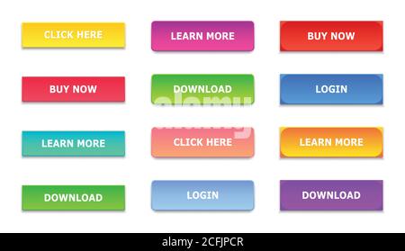 Gradient buttons. Rectangular next page button. Colorful gradients web icons. vector. Stock Vector