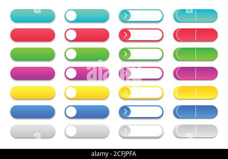 Web buttons flat design template with color gradient and thin line outline style. Vector. Stock Vector