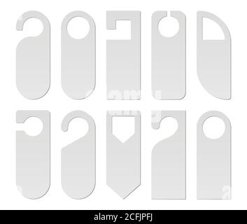 Vector Set of White Blank Paper Plastic Door Handle Lock Hangers Stock Vector