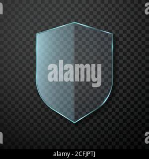 Transparent Shield. Safety Glass Badge Icon. Privacy Guard Banner. Protection Shield Concept. Vector illustration Stock Vector