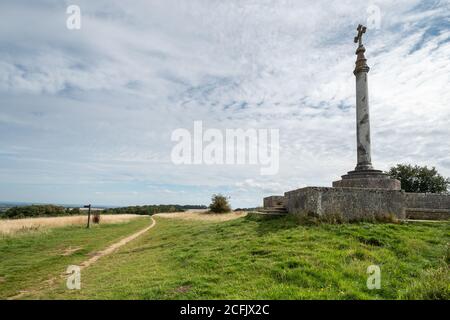Lord Wantage Monument, a memorial cross to Robert Loyd Lindsey, Lord Wantage, on The Ridgeway Path, a historic National Trail, Oxfordshire, UK Stock Photo