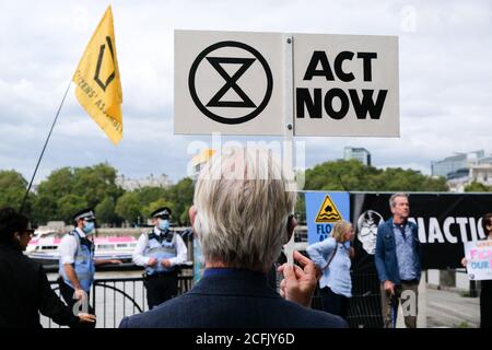 Gabriel's Wharf, London, UK. 6th September 2020. XR, Extinction Rebellion, Flood Alert protest at Gabriel's Wharf. Credit: Matthew Chattle/Alamy Live News Stock Photo