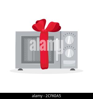 Microwave oven.  Isolated vector illustration of kitchen appliances. Promotion in the store. Gift. Stock Vector