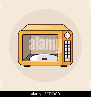 Microwave. Isolated vector illustration of kitchen appliances. 3d illustration with outlines. Stock Vector