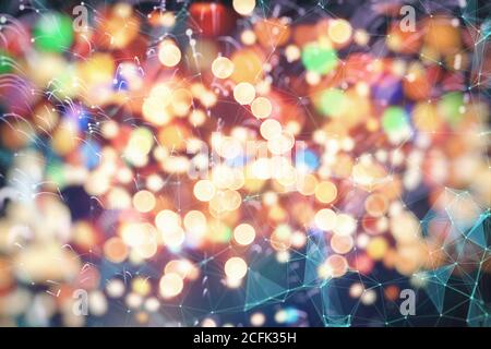 Vintage Magic Background With Color Festive background with natural bokeh and bright golden lights. Stock Photo