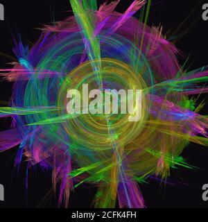 Abstract multi-colored fractal background image. Yellow pink and blue colors Stock Photo