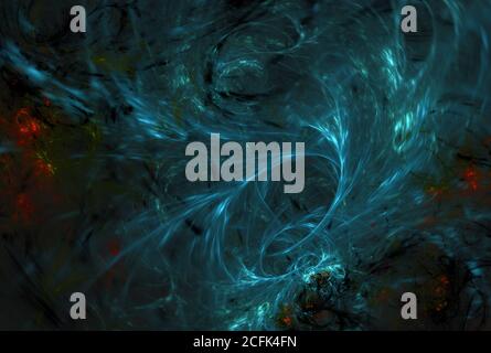 Abstract turquoise on dark computer generated fractal background Stock Photo