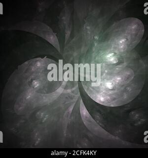 Abstract computer generated fractal background butterfly wings shape. White gray colors Stock Photo