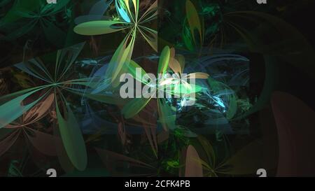 Abstract multi-colored fractal floral background on dark Stock Photo