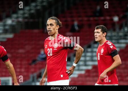 Copenhagen, Denmark. 05th Sep, 2020. Yussuf Poulsen (20) of Denmark seen during the UEFA Nations League match between Denmark and Belgium at Parken in Copenhagen. (Photo Credit: Gonzales Photo/Alamy Live News Stock Photo