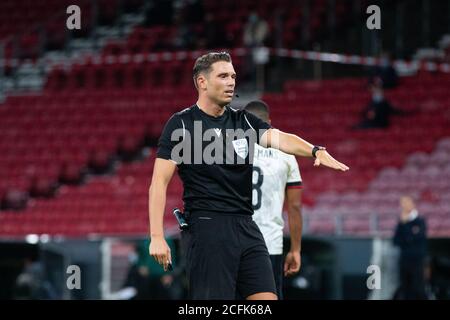 Copenhagen, Denmark. 05th Sep, 2020. Referee Sandro Schaerer seen during the UEFA Nations League match between Denmark and Belgium at Parken in Copenhagen. (Photo Credit: Gonzales Photo/Alamy Live News Stock Photo