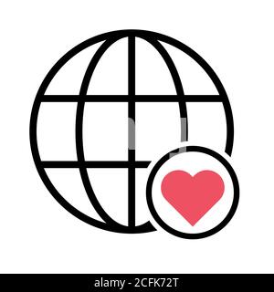 WWW world wide web site symbol, Internet map icon, website address globe, flat outline sign . Stock Vector