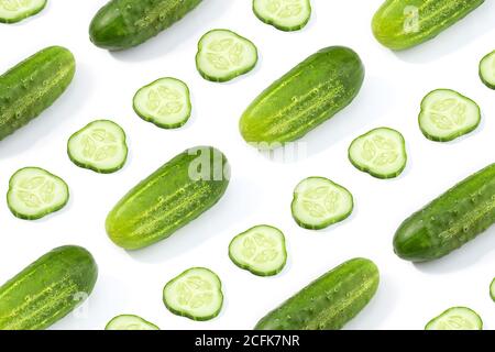 Cucumber pattern isolated on white background. Cucumis sativus Stock Photo