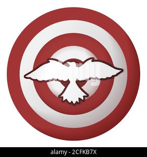 Icon with bird on the target with red and white stripes on white background Stock Vector