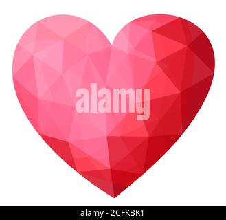 Beautiful illustration with crystal pink heart on white background Stock Vector