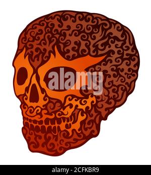 Beautiful illustration with decorative red skull on white background Stock Vector