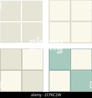 Four different versions of seamless pattern vectors made with vintage colored tiles. Stock Vector