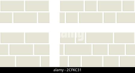 Four different versions of seamless pattern vectors with different backgrounds of brick walls painted in white. Stock Vector
