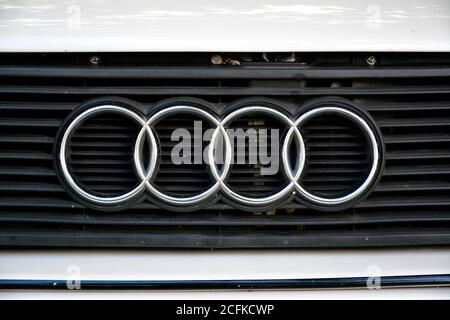 Details of a classic Audi Quattro coupe at a car show Stock Photo