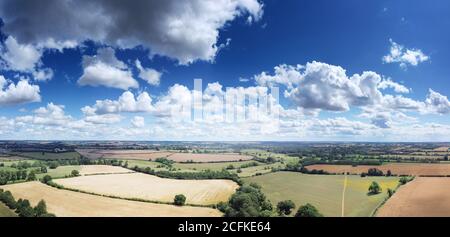 Panoramic aerial view of farmland in the oxfordshire countryside in england Stock Photo
